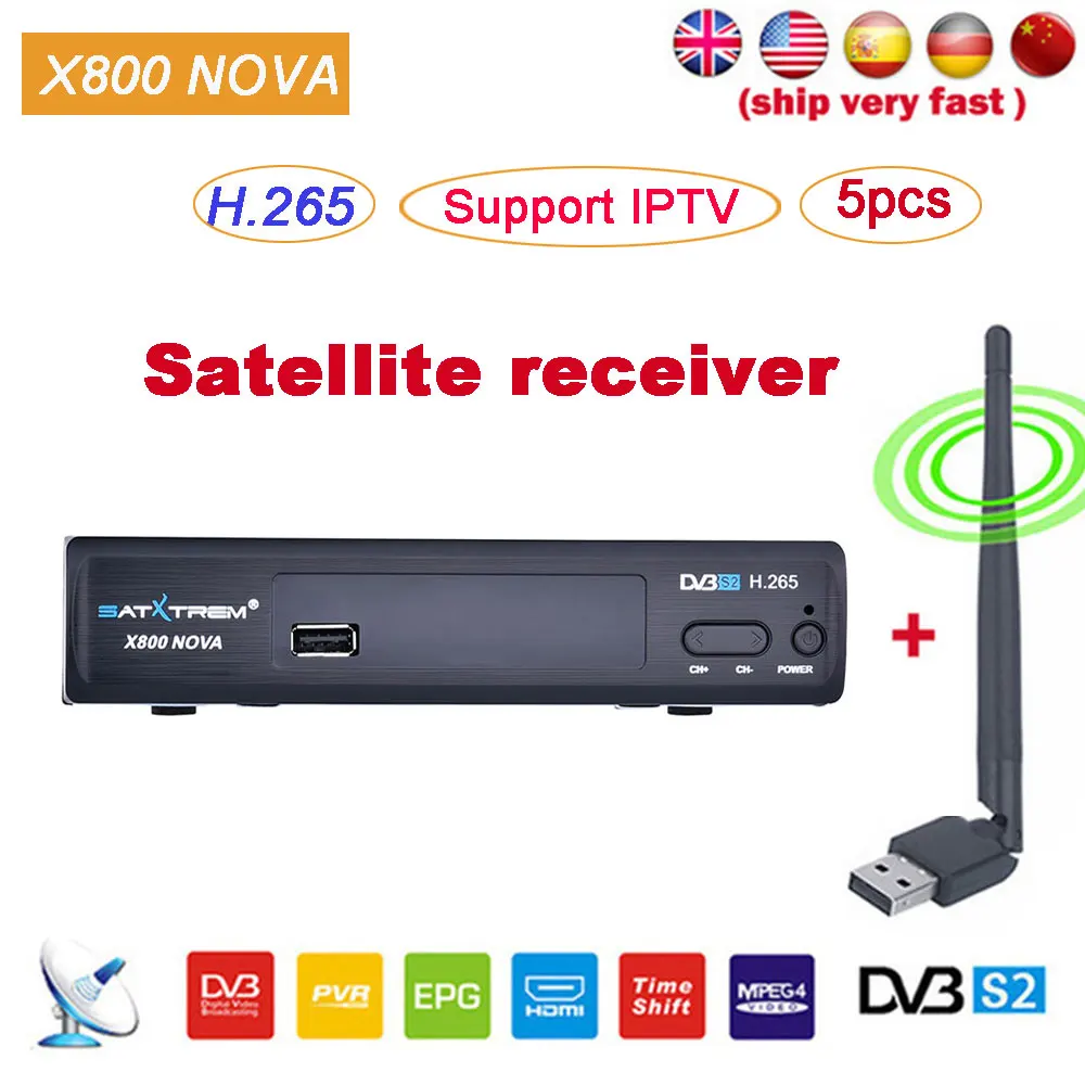 Satellite receiver X800 Nova HD Digital DVB S2 TV Tuner Receiver MPEG4 DVB-T2 TV Receiver  USB Wifi Support Spain Youtube