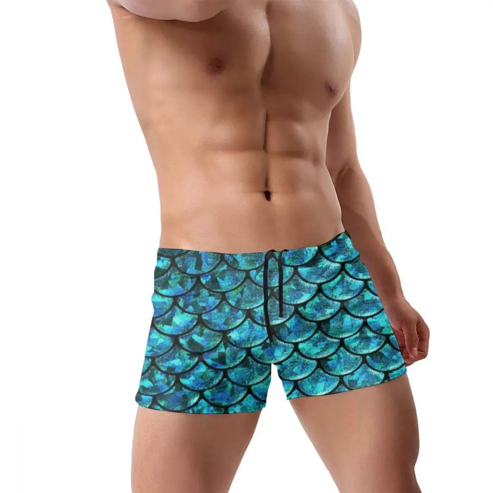 Mermaid Skin Seamless Pattern Pattern 3D Printing Speedo Men's Bathing Male Swimming Trunks Men Boxer Swimwear Sexy Low Waist