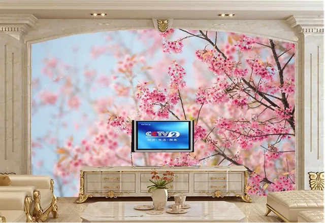 Mural Kustom Besar Bunga Sakura Yang Indah Wallpaper Untuk Dinding
