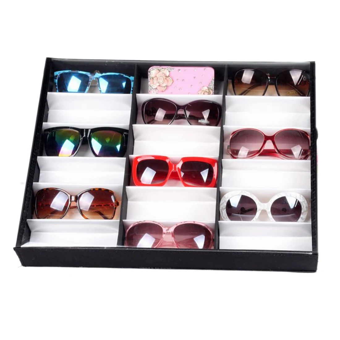 Новые 16 шт/18 шт солнцезащитные очки для чтения Показать Стенд держатель очки дисплей Поддержка Полка для хранения, коробка чехол-черный+ белый