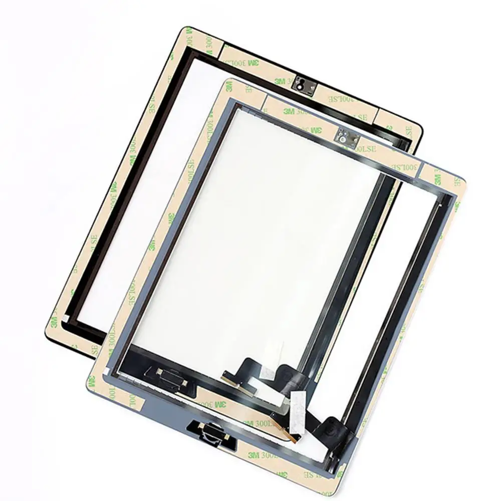 Для iPad 2 A1395 A1396 A1397 Сенсорный экран планшета Сенсор Стекло Панель Tablet Замена с домашней кнопки и клей Стикеры