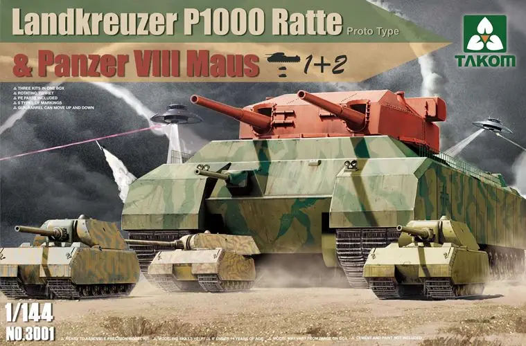 TAKOM 3001 1/144 весы Landkreuzer P1000 Ratte& Panzer VII Maus