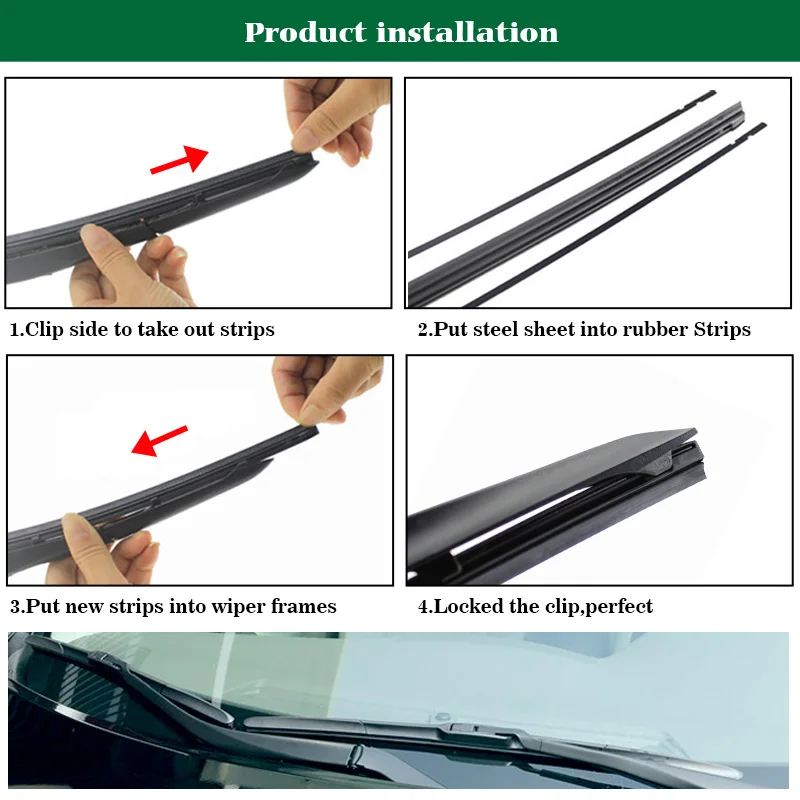 BEMOST Quality Auto Car All-Season For VALEO Type Windshield Wiper Blades Refills Natural Rubber Strips 17+17 Pair for front Windshield 