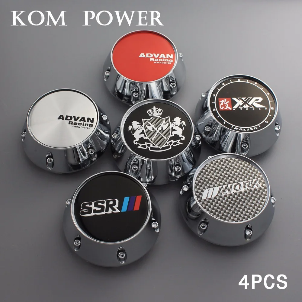 

KOM 68/62mm clip advan emblem sticker wheel center cap auto styling ssr racing wheel xxr logo badge trim hub cap for rims
