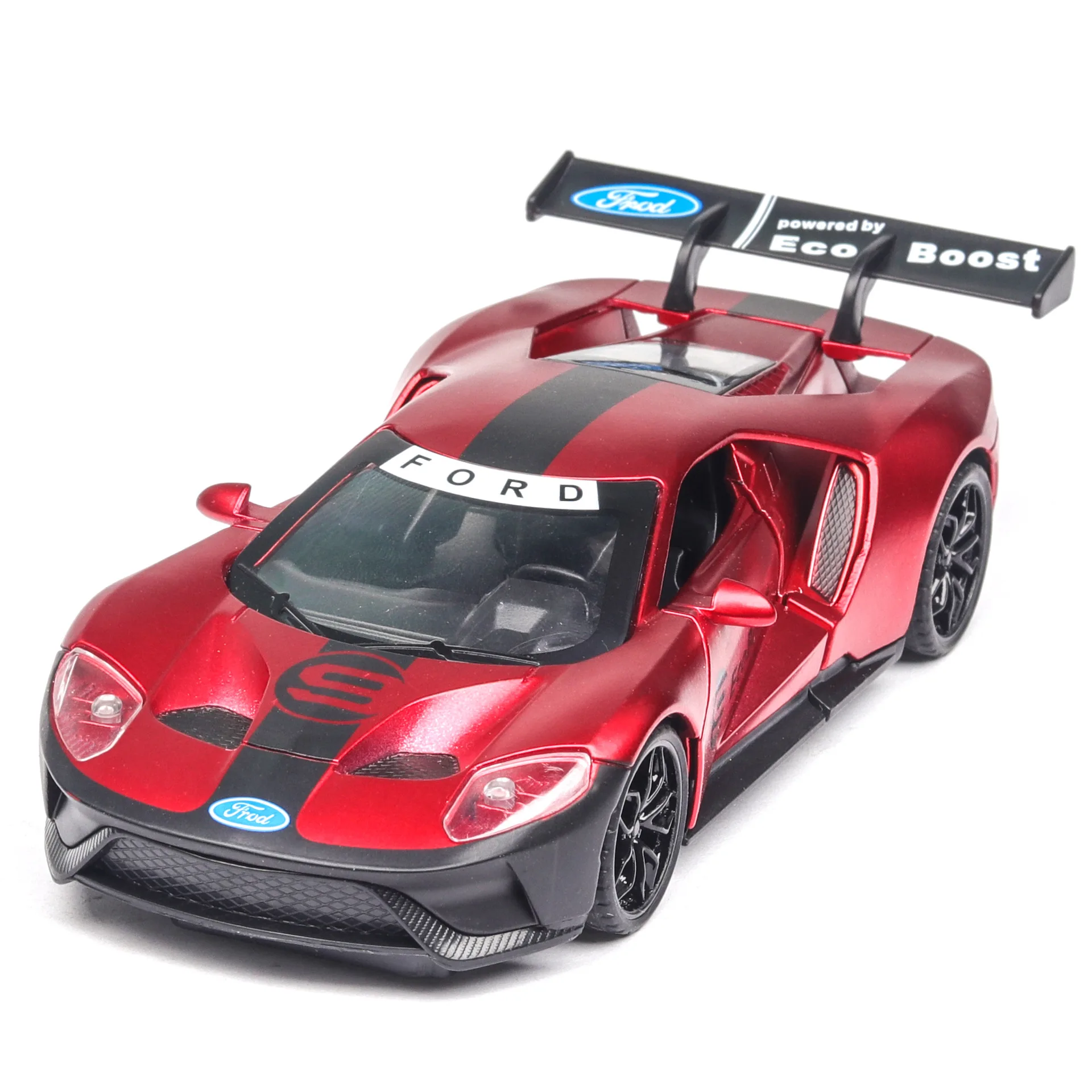 1:32 car model Ford GT alloy car model open door with sound simulation sound and light pull back car sports car ornaments gift