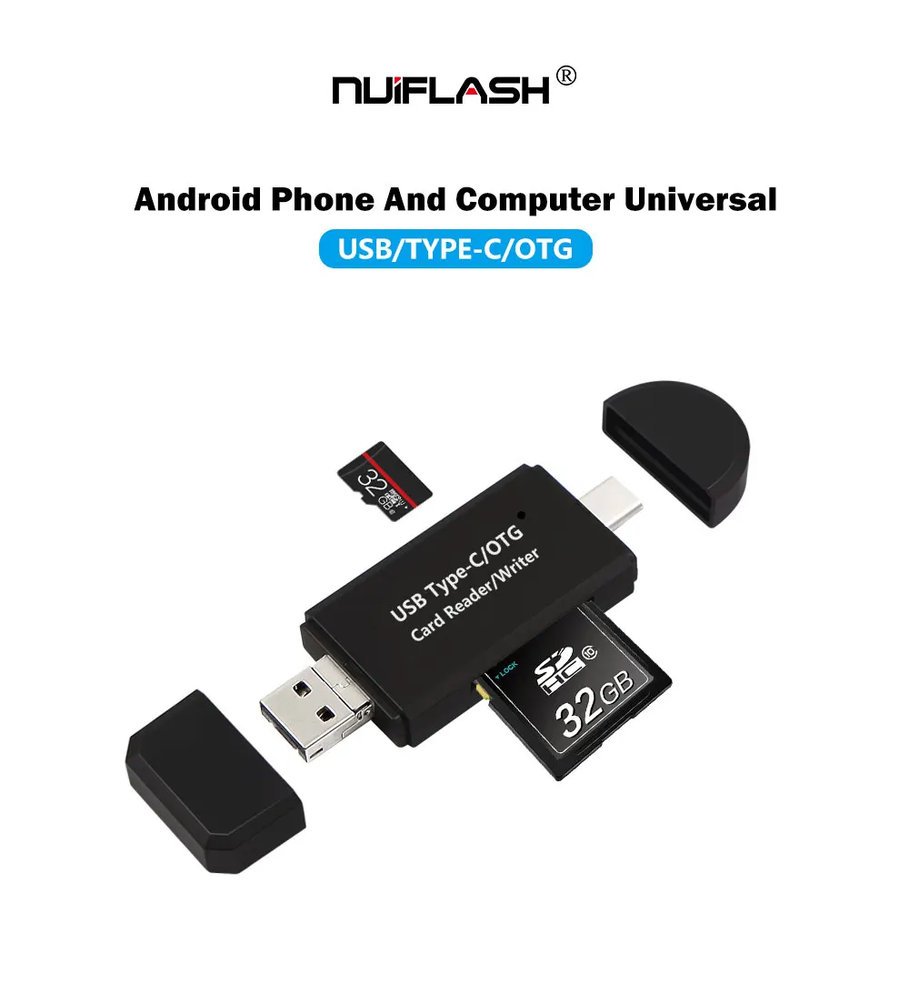 Тип C & micro USB и USB 3 в 1 OTG картридер высокоскоростной USB2.0 Универсальный OTG TF/SD для Android компьютер удлинитель-переходник