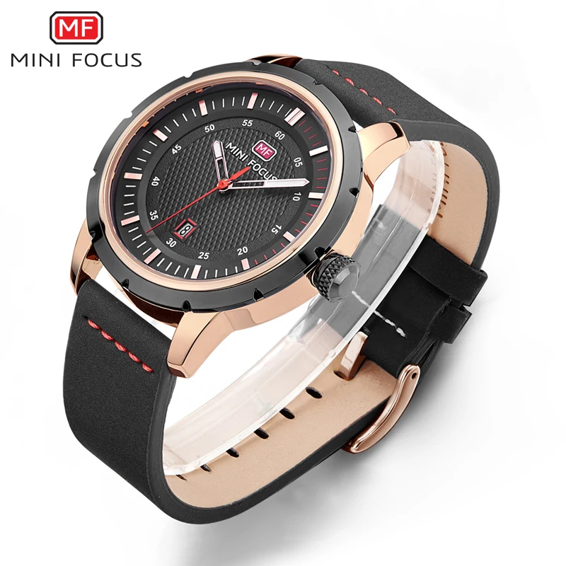 

MINI FOCUS Luxury Brand Men Sports Watches Military PU Strap Quartz-watch Date Clock Man Waterproof Wristwatch Relogio Masculino