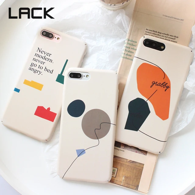 LACK Colorful Geometric Art Phone Case For iphone 7 Plus 6 6S 7 8 Plus X Fashion Cute Abstract Pattern Funny Letter Back Cover