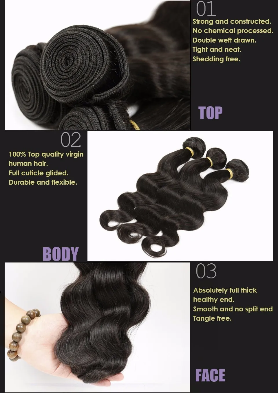 Brazilian Virgin Hair Body Wave 4 Bundles brazilian hair weave bundles 100% Unprocessed Virgin Human Hair Bundles Brazilian  Body Wave Alimice (3)