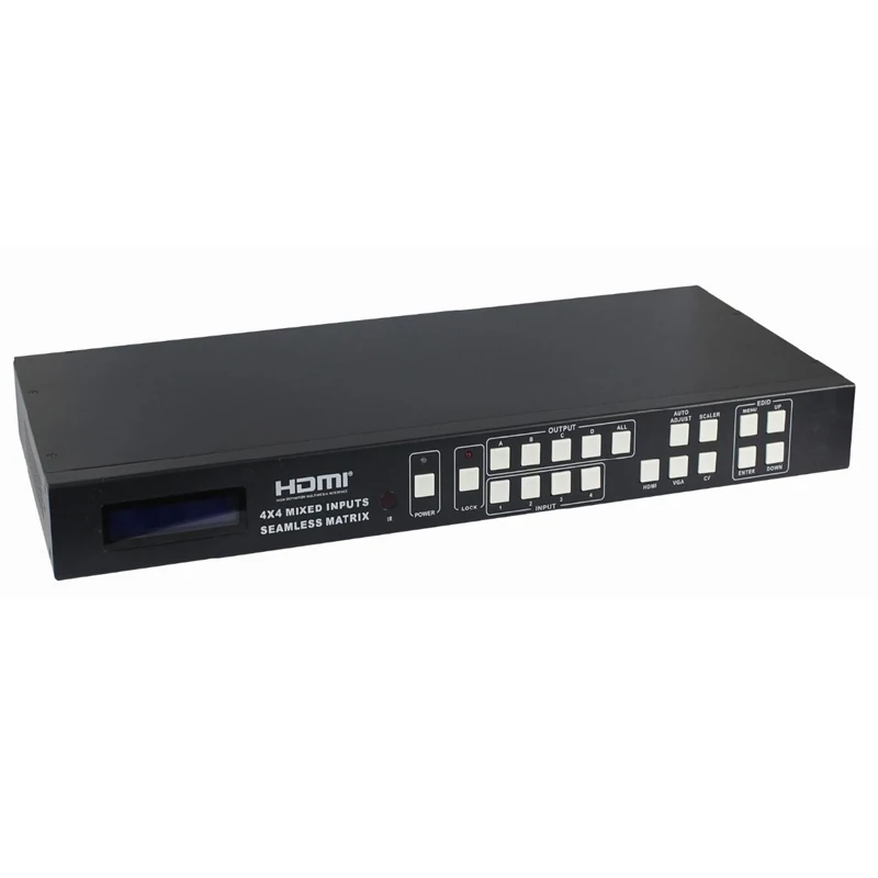HDmatters AV VGA HDMI Matrix 4X4 seamless HDMI Switcher Splitter with HDMI/VGA/AV mixed inputs HDCP 1.44KX2KPIP/POP