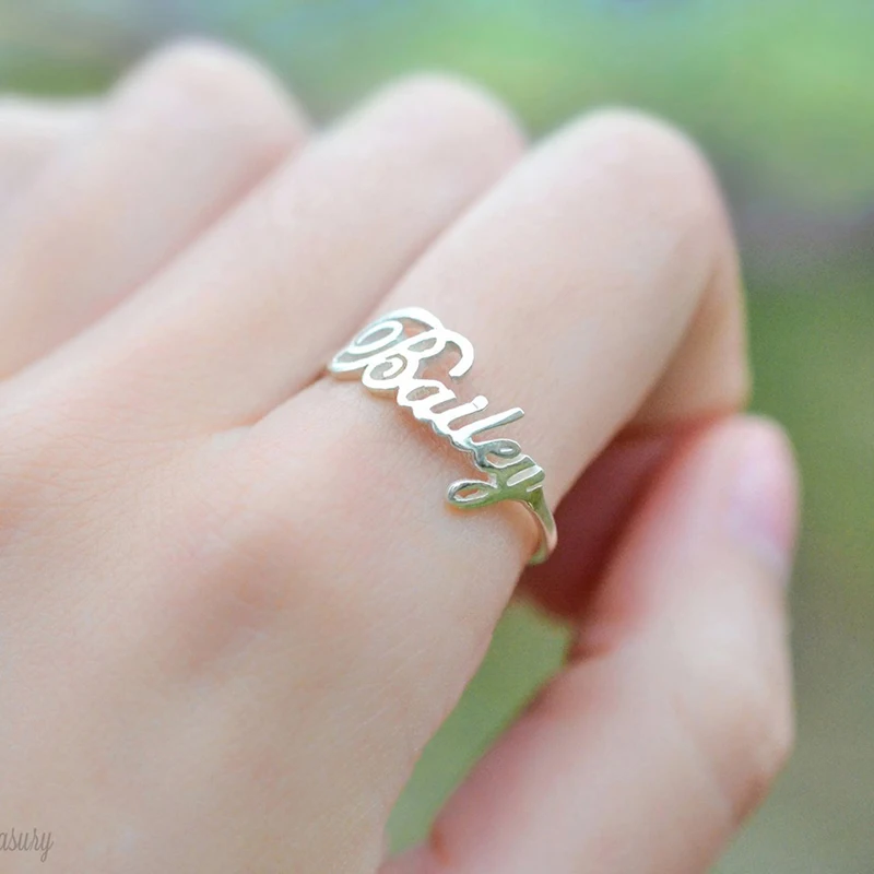 DODOAI свободный размер заказное кольцо, персонализированное имя кольцо с сердцем, пользовательское кольцо с именной табличкой для пары, кольца из нержавеющей стали для женщин