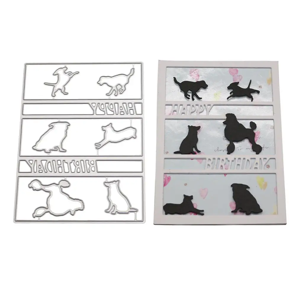 

Dog Frame Cutting Dies Metal Letter Stencil And Stamps For DIY Scrapbooking Embossing Card Making Rectangle Dies New 2019