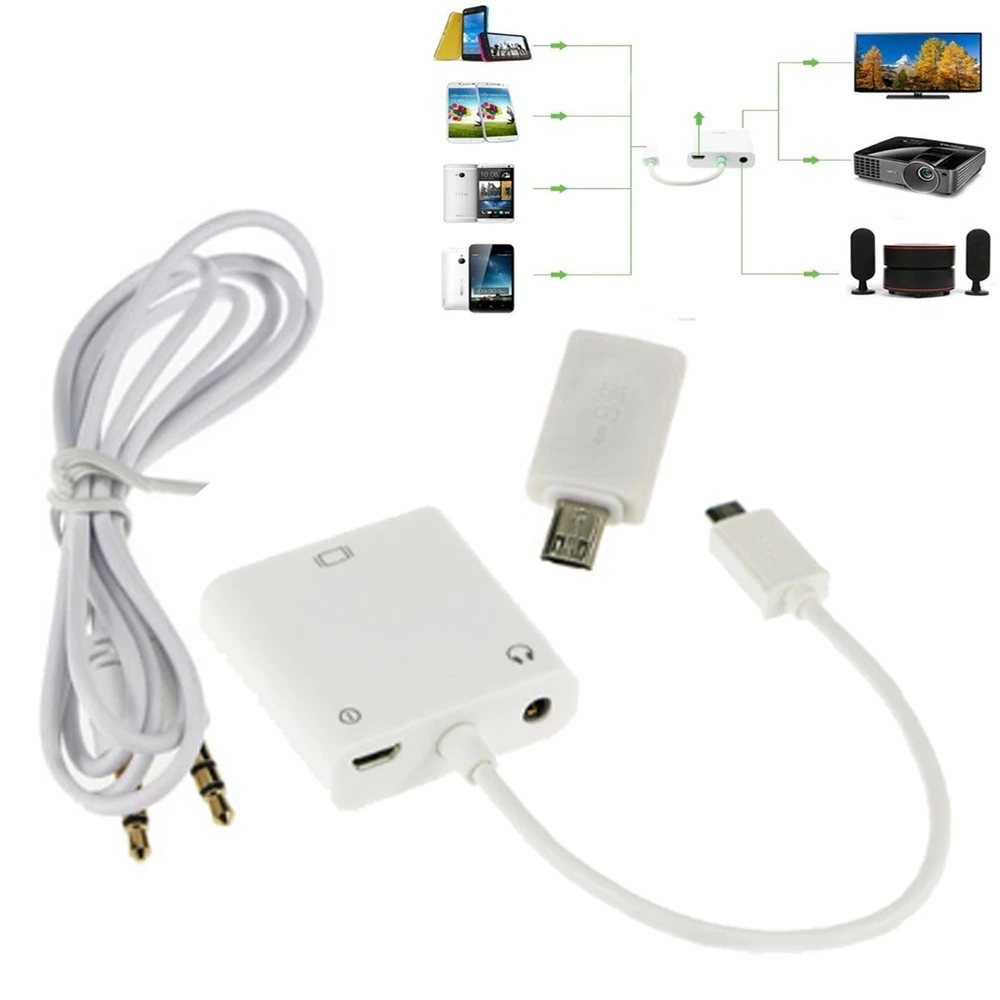 Micro MHL To VGA Adapter+ Audio Cable Phone Tablet To PC ...