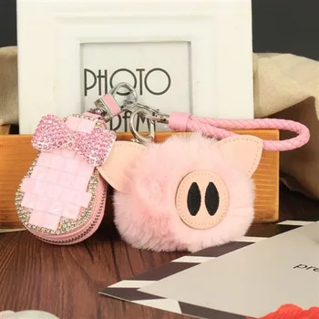 

Universal Rhinestone Hairball Cartoon Dog Puppy Car Key Case Cover Key Shell Key Chain Car Styling Christmas Valentine's Gifts