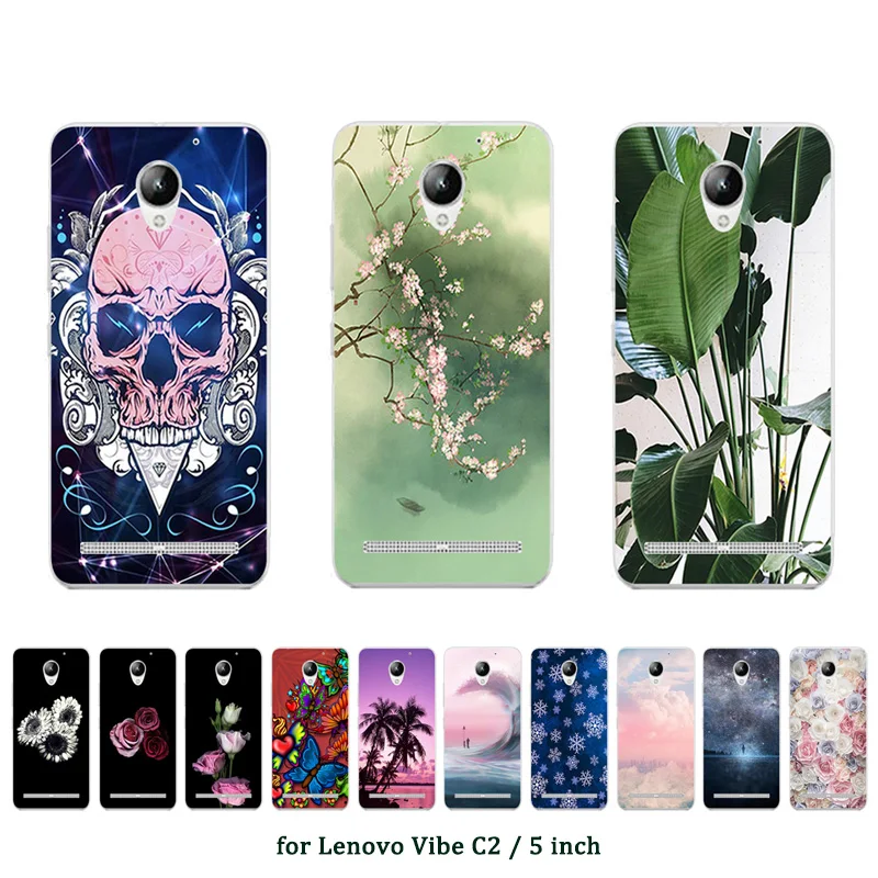 

For Lenovo Vibe C2 k10a40 5.0"Case Silicon Phone Cases For Lenovo C2 Power Cover Soft TPU Coconut Printed Covers Phone Bag