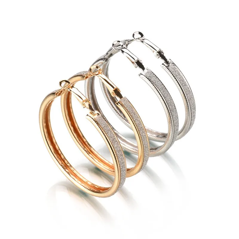 

2018 New Korean version of the trend of European and American big rock and roll exaggerated scrub ring earrings jewelry for gift