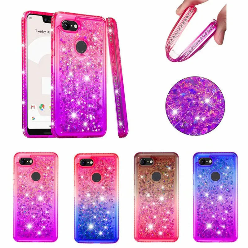 1Pcs Case For Google Pixel 3 Pixel 3XL Glitter Liquid Diamond Floating ...