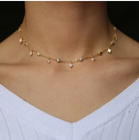 925 GOLD Настоящее 925 пробы, серебро, cz, звезда, очарование, свадебный подарок, ювелирное изделие, шарм, колье, минимальное, нежное, женское, модное, подвеска, ожерелья - Окраска металла: 925 GOLD