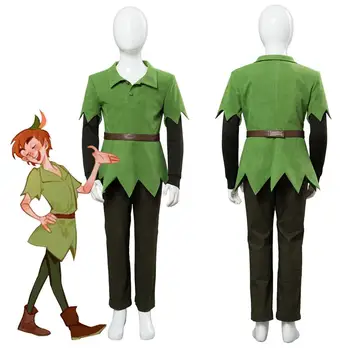

Movie PeterPan Peter Pan Cosplay Costume Kids Children Version Green Top Pants Hat Belt Halloween Carnival Costumes Custom Made