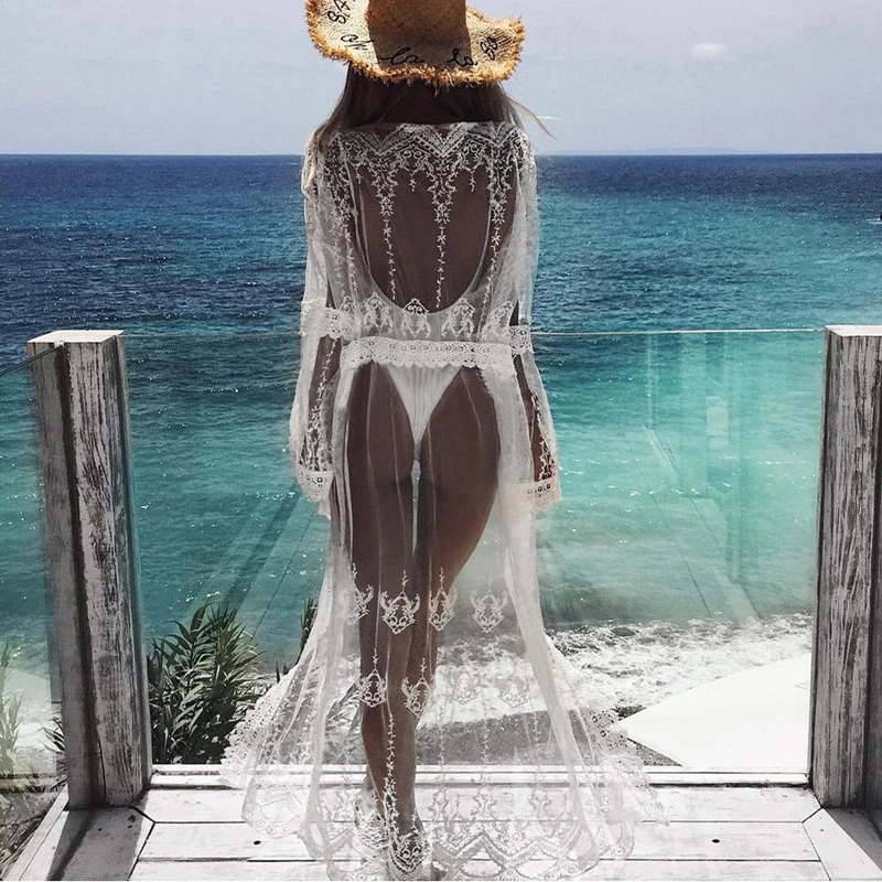 Women Chiffon Kimono Beach Cardigan Bikini Cover Up Wrap Beachwear Long blouse