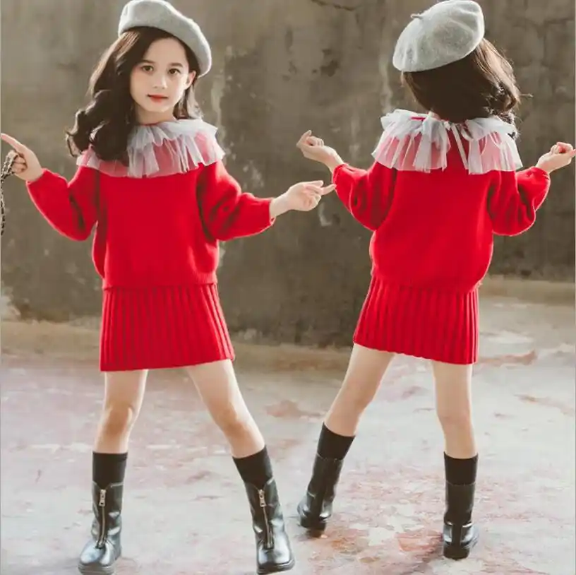 red knit sweater outfit