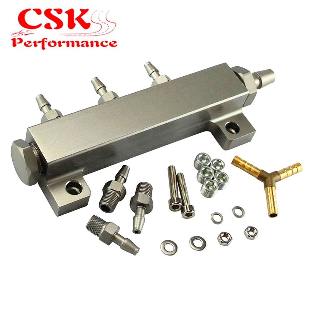 JDM ALUMINUM TURBO WASTEGATE BOOST VACUUM INTAKE MANIFOLD 6 PORT 1/8