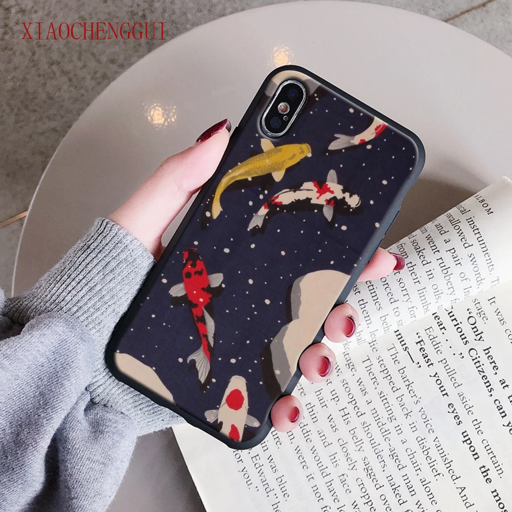 Роскошный чехол для телефона Lucky Fish в японском стиле iPhone 6 6S 7 8 Puls X XS Max XR 5S 11 pro max