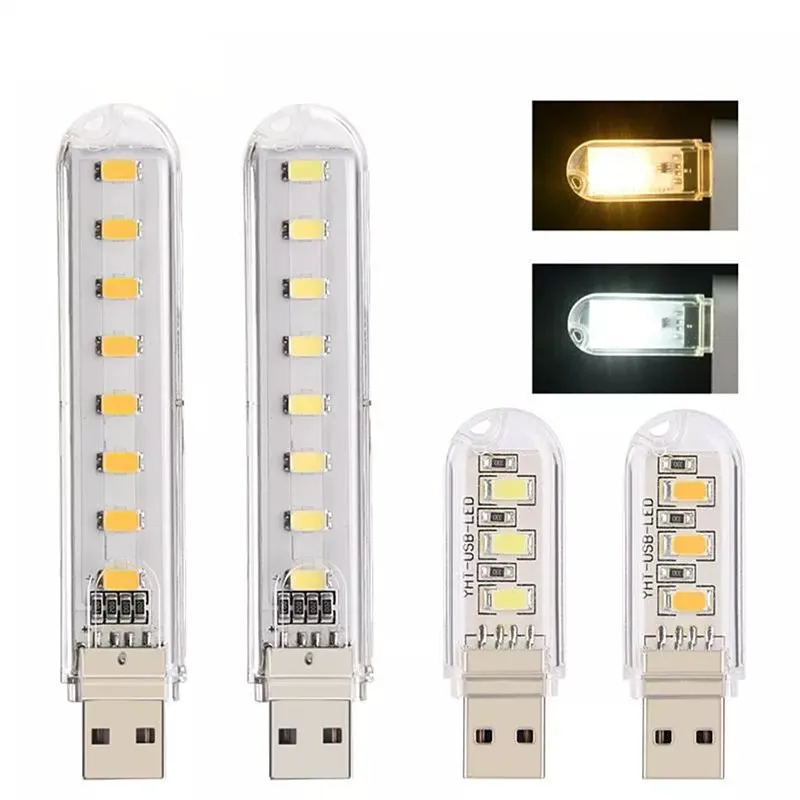 Мини светодио дный Светодиодная лампа портативная супер яркая книга свет USB 3 светодио дный LED s светодио дный 8 LED s теплая белая лампа для
