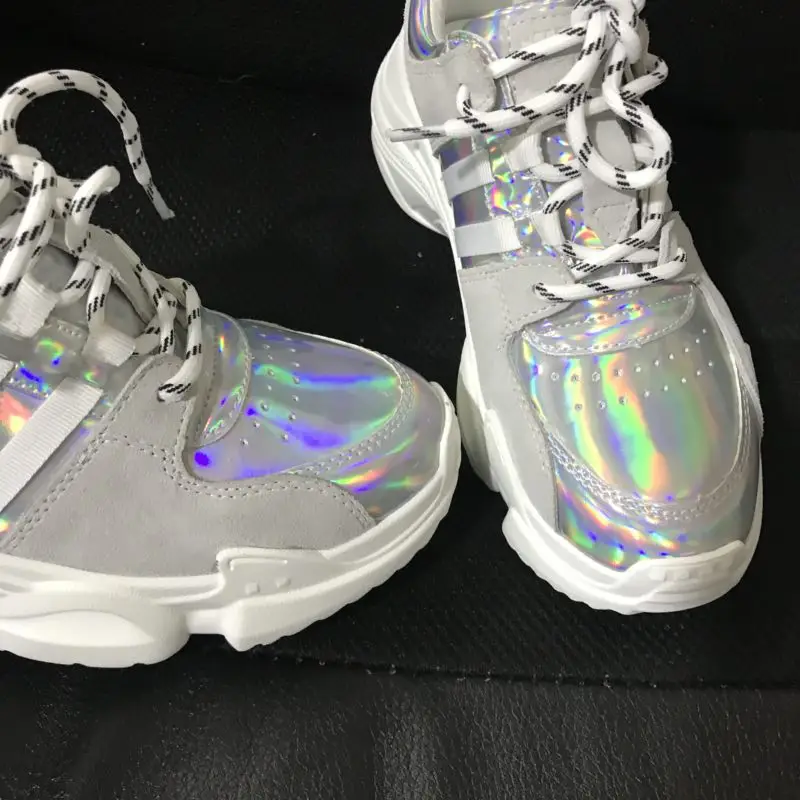 2018 Spring Autumn Shoes Women Platform Shoes Lady Lace Up Casual Shoe Creepers Harajuku Punk Style Girl Gold Silver Shoes Woman (11)