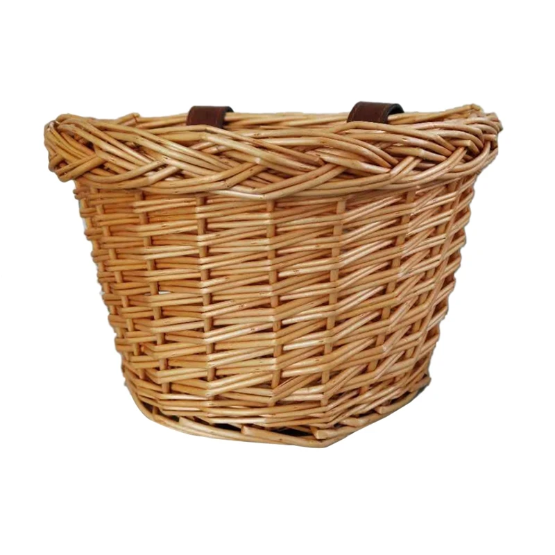 New Retro Handmade Wicker Bicycle Front Basket With Leather Straps Fashion Children'S | Спорт и развлечения