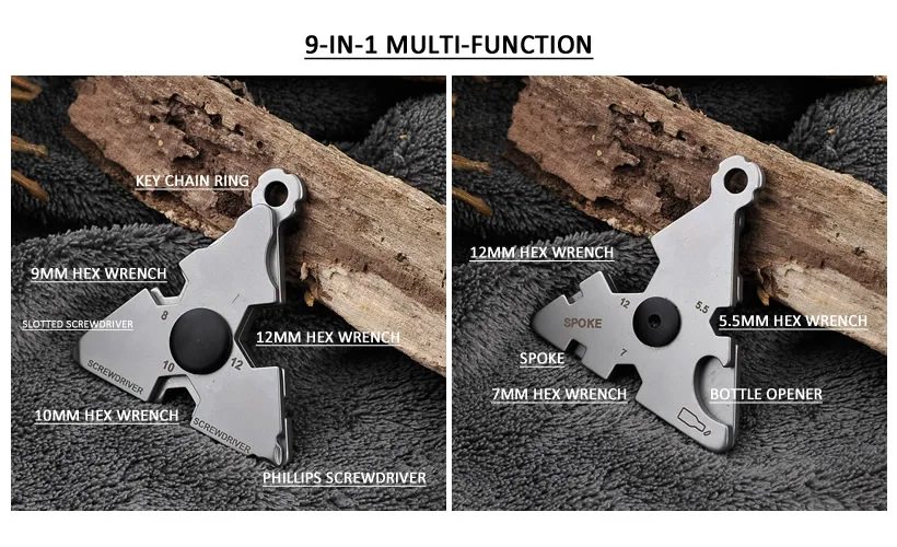 9 в 1 мульти-Функция Портативный на открытом воздухе, для повседневного использования, инструменты для выживания в диких условиях аварийного самообороны шестигранный ключ и отвертка открывалка для бутылок