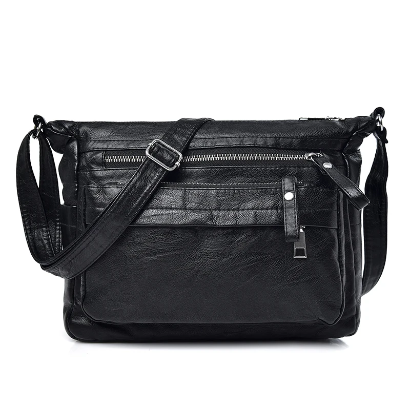 

Crossbody Bags For Women PU Shoulder Bags Female Soft Bag Handbags Vintage Solid Zipper High Quality Women Shoulder Bag