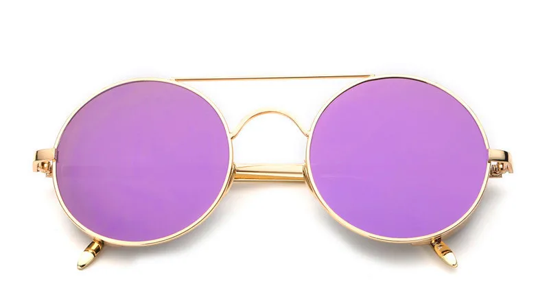 Umanco, 8 цветов, ослепительные зеркальные круглые стимпанк Солнцезащитные очки для женщин и мужчин, Золотая/серебристая металлическая оправа, винтажные очки для вождения - Цвет линз: 08