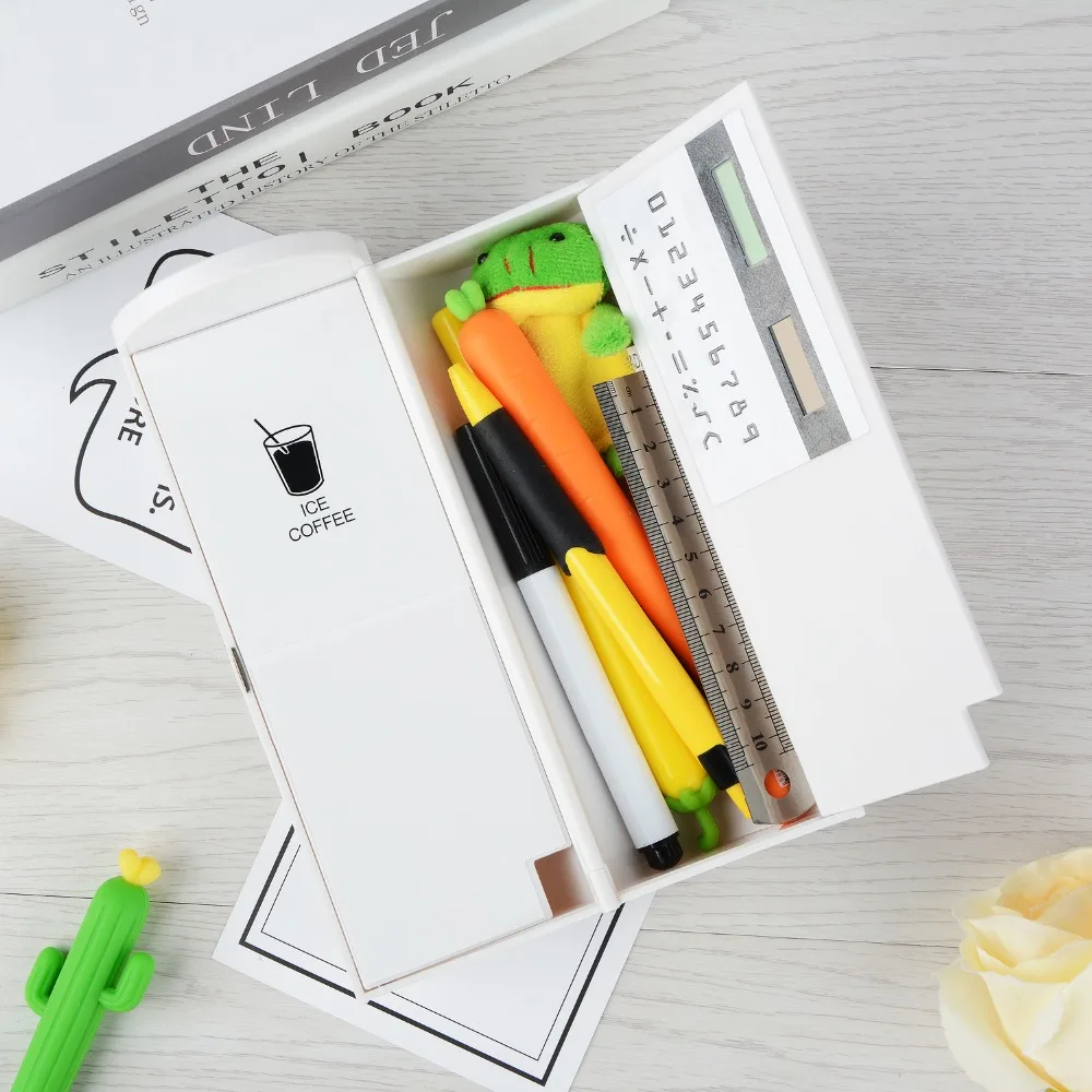 

1 Piece Multifunctional Pencil Box Large Capacity Pencil Cases with Mirror Calculator for Boys Girls School Stationery