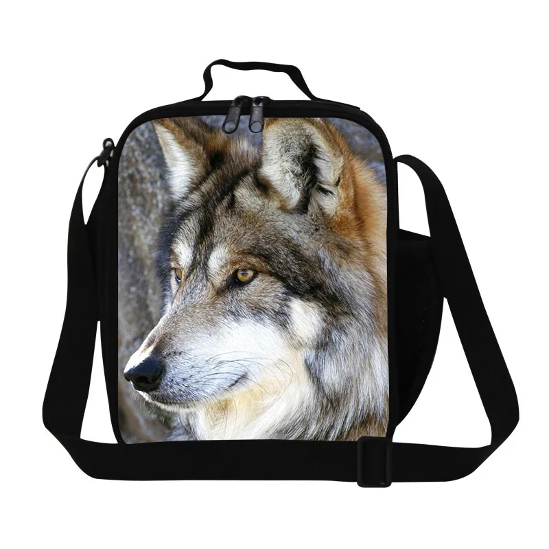 Дизайнерская сумка для ланча с рисунком волка для мальчиков, классная сумка для ланча для подростков, маленькая сумка для еды для студентов, детский контейнер для ланча - Цвет: Зеленый