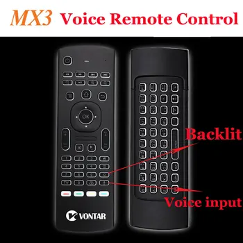 

Backlit MX3 Air mouse 2.4G Wireless Keyboard Voice Remote Control Backlight English/Russian IR Learning for Android TV Box PC