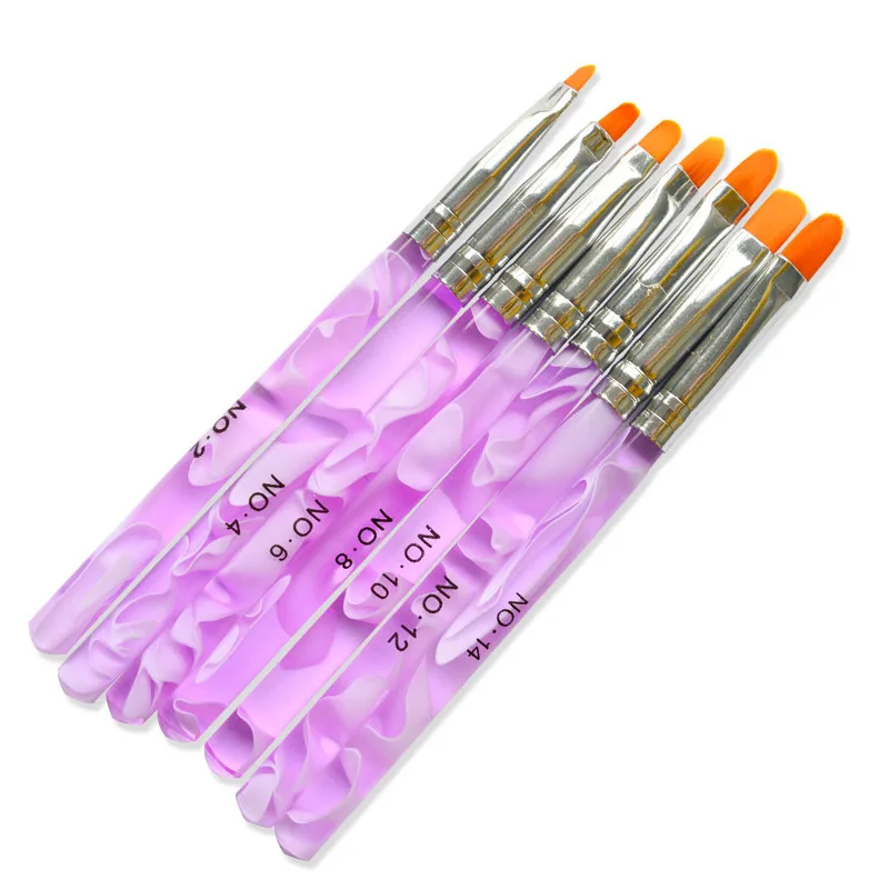 Nail Tools 7 Purple Light Brushes Painted Pens Arc Head Brush Gel Pen Set | Красота и здоровье