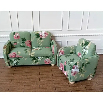 

1:6 Miniature green soft Sofa for 30cm dolls kawaii mini double sofa dollhouse Furniture toy for children girls gifts customized