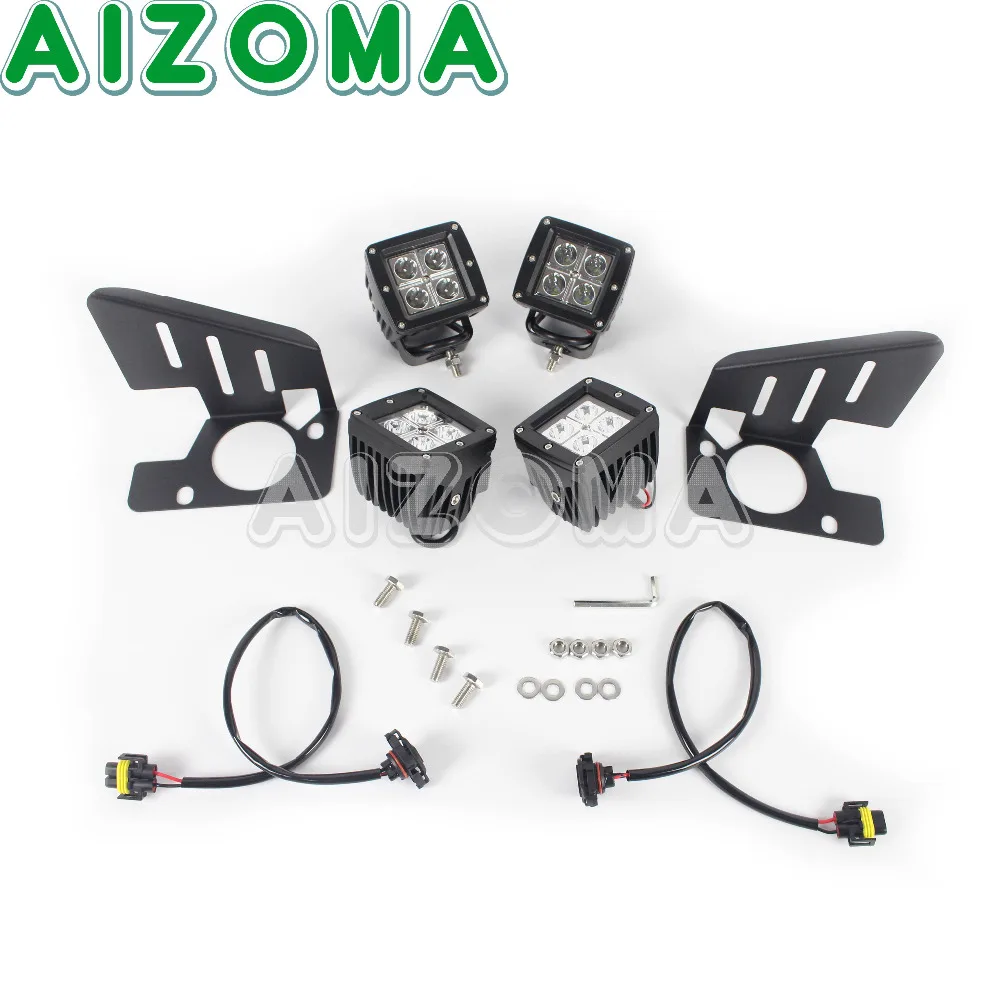 

4pcs Cube Shaped LED Lamps With Steel Bracket Fog Light Kit Wiring Adapters For 2007-2014 Chevrolet Silverado 1500 2500 3500