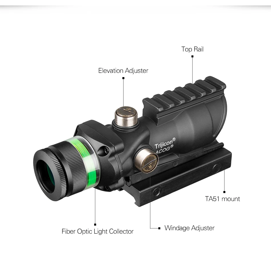 Охотничий Прицел ACOG 4X32 Rail оптика красный зеленый Dot Cross IlluminatedGlass Etched сетка тактический оптический прицел