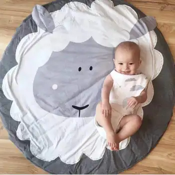 

Kids Baby carpet play mat for children Round Rugs Cotton Animals Mats Newborn Infant Crawling Blanket Floor Baby Room Decor 90cm