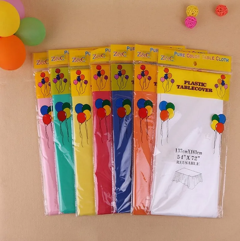 

1PC 137*183cm Plastic Disposable Tablecloth Solid Color Wedding Birthday Party Table Cover Rectangle Desk Cloth Wipe Covers sale