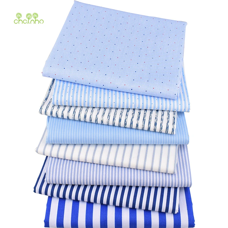 

Chainho,Blue Stripe series,Printed Twill Cotton Fabric,DIY Quilting Sewing/Tissue Of Baby&Child/Sheet,Pillow Material,1 Meter