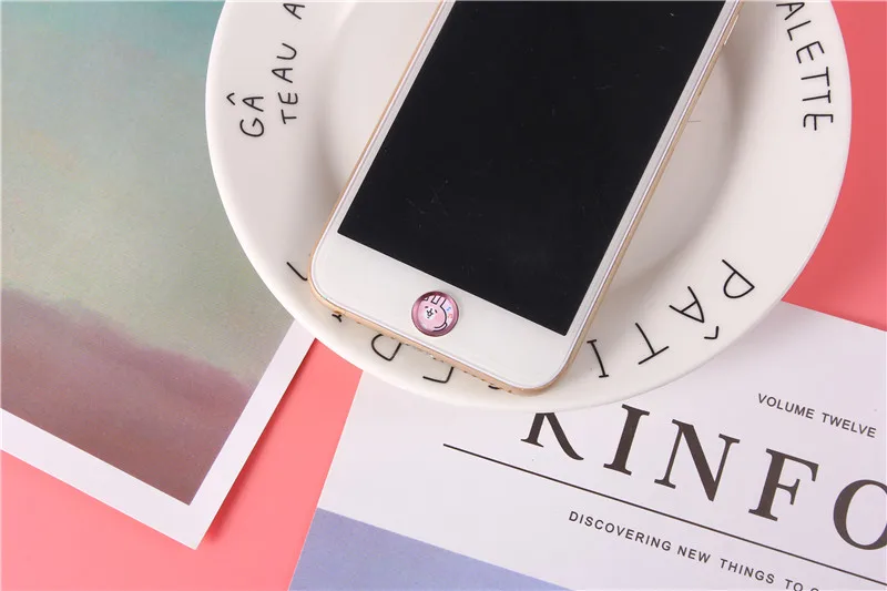 Kawaii мультфильм телефон Touch ID для iPhone Главная Кнопка Наклейка Поддержка отпечатков пальцев наклейки на мобильный телефон для iPad Air 2 Mini 4 - Цвет: 1