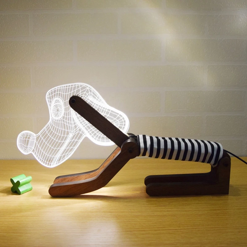 3D Cute Dog Table Lamp Wood Support Acrylic Lampshade USB Dimming Adjustable Posture LED Desk Light Children Kids Birthday Gift (6)