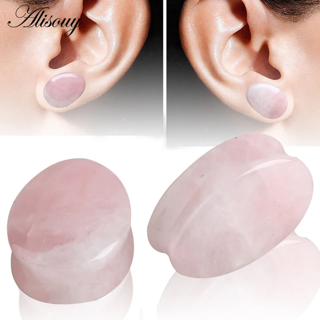 Alisouy 1 PC 天然石ティアドロップ耳栓トンネルフレッシュ