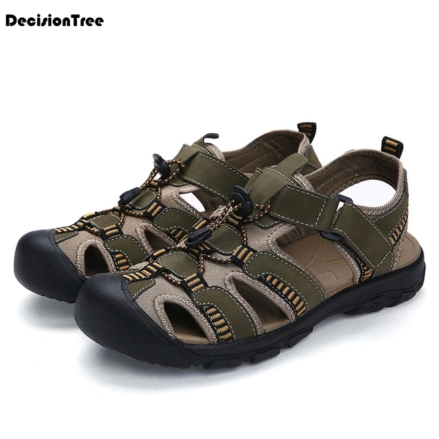 

Summer Comfortable Genuine Leather Loafers Men Sandals Hook Loop Design Casual Fashion Flats Shoes Male Beach Leisure Shoes Z93