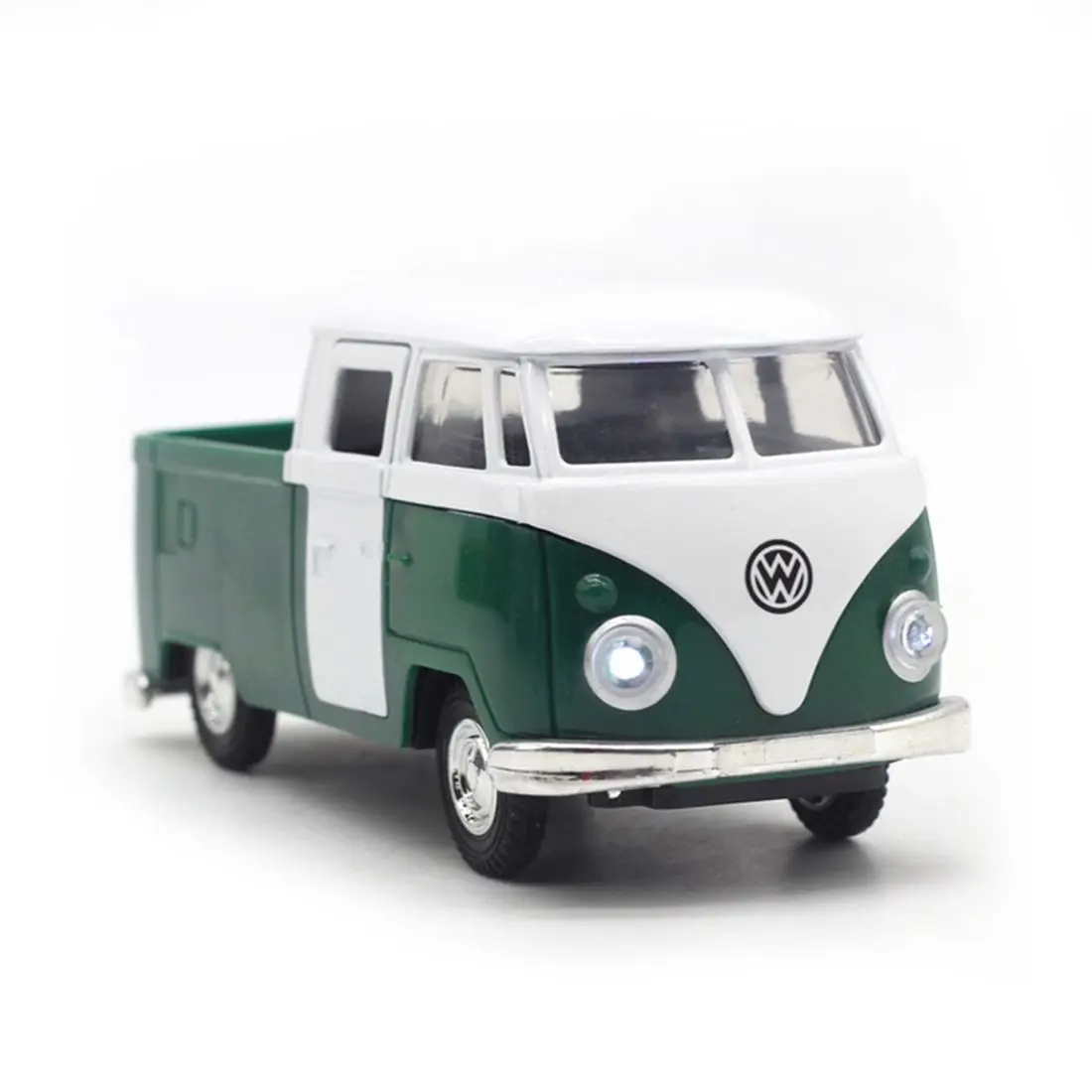

HOT SALE Green simulation 1:32 sound and light music pull back retro van truck express car alloy model
