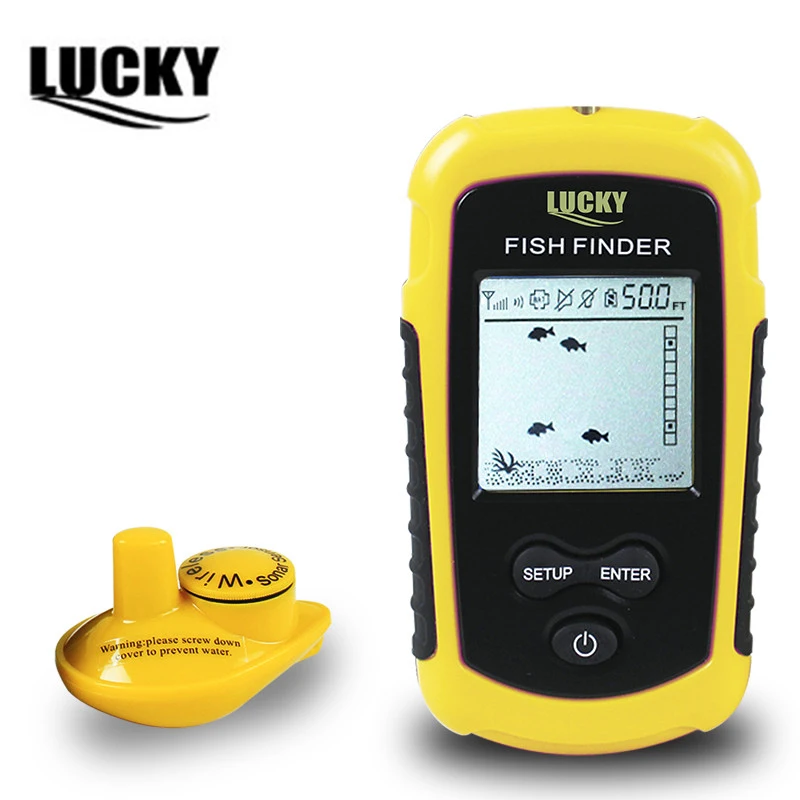 LUCKY FFW1108-1 Беспроводной Рыболокаторы Sonar эхолот с ЖК-дисплей Дисплей 40 м/130FT Глубина