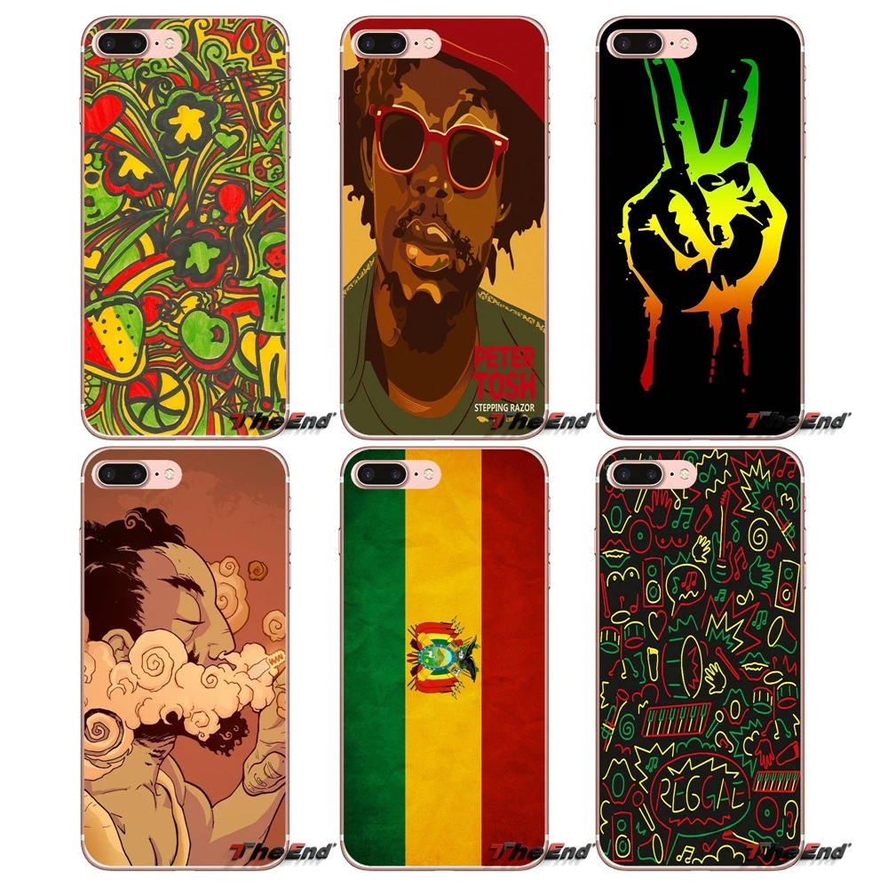 

For iPhone XS Max XR X 4 4S 5 5S 5C SE 6 6S 7 8 Plus Samsung Galaxy J1 J3 J5 J7 A3 A5 rasta reggae Transparent Soft Cases Covers